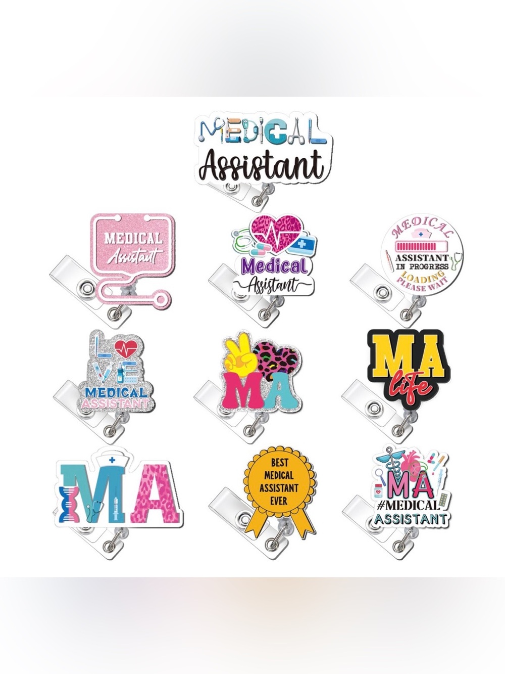 Brand New! Medical Assistant Badge Reel Set - 10 pcs